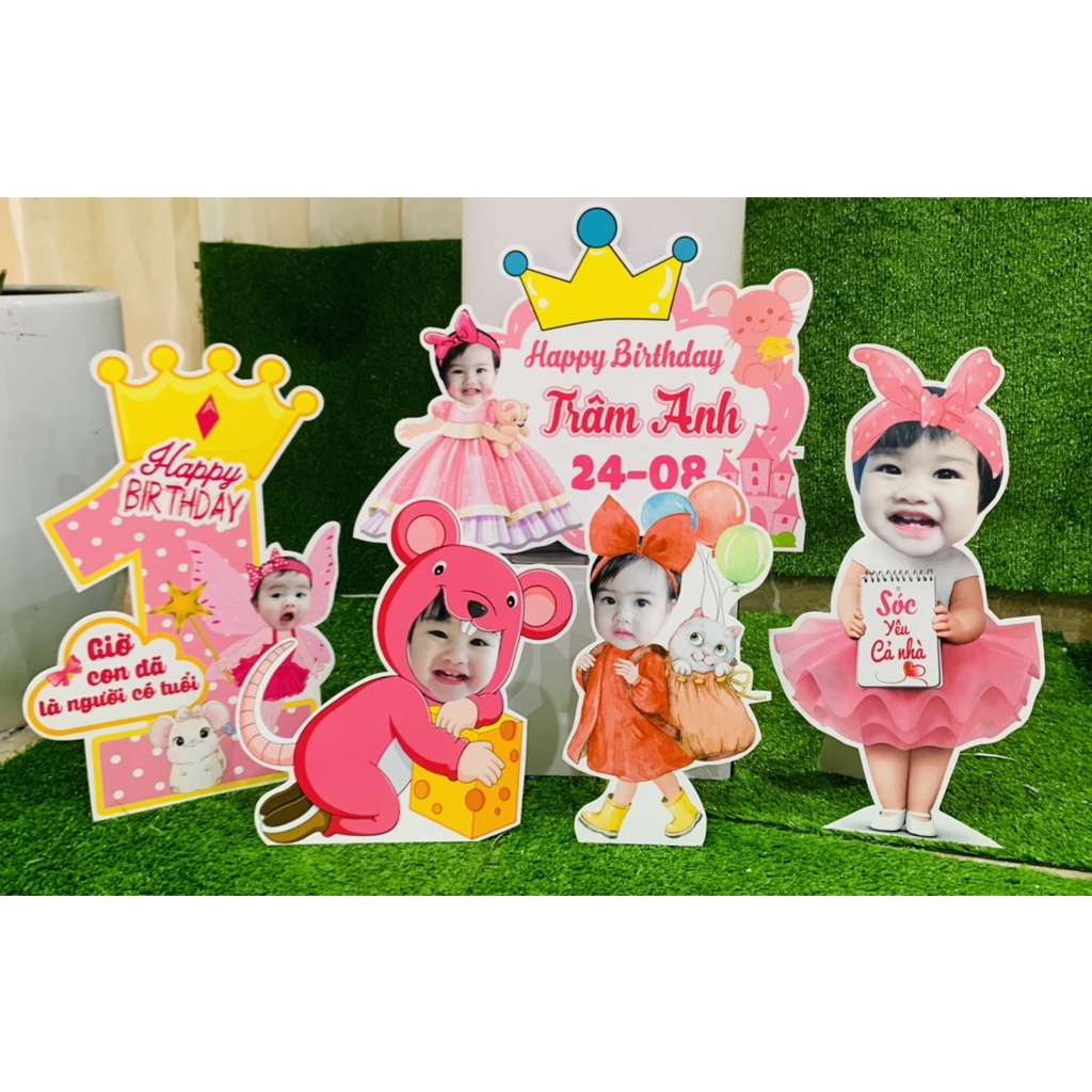 ⚡️Flash Sale⚡️ SET Chibi sinh nhật bé gái _FREE THIẾT KẾ THEO CHỦ ĐỀ_Tặng 1 khung hình để bàn