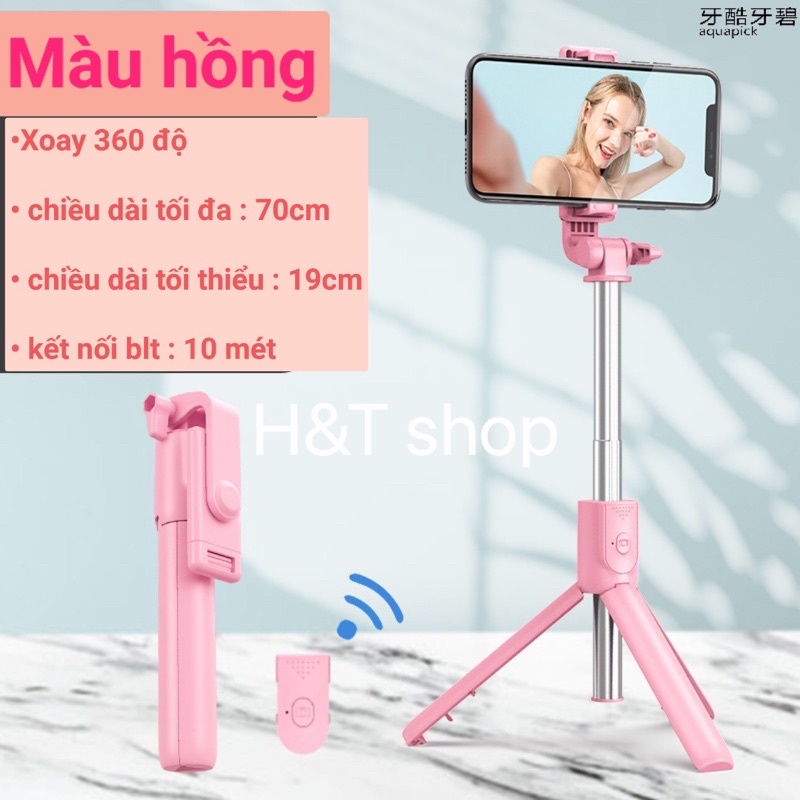 gậy chụp hình tripod 3 chân livestream xoay 360 độ R1 có remote