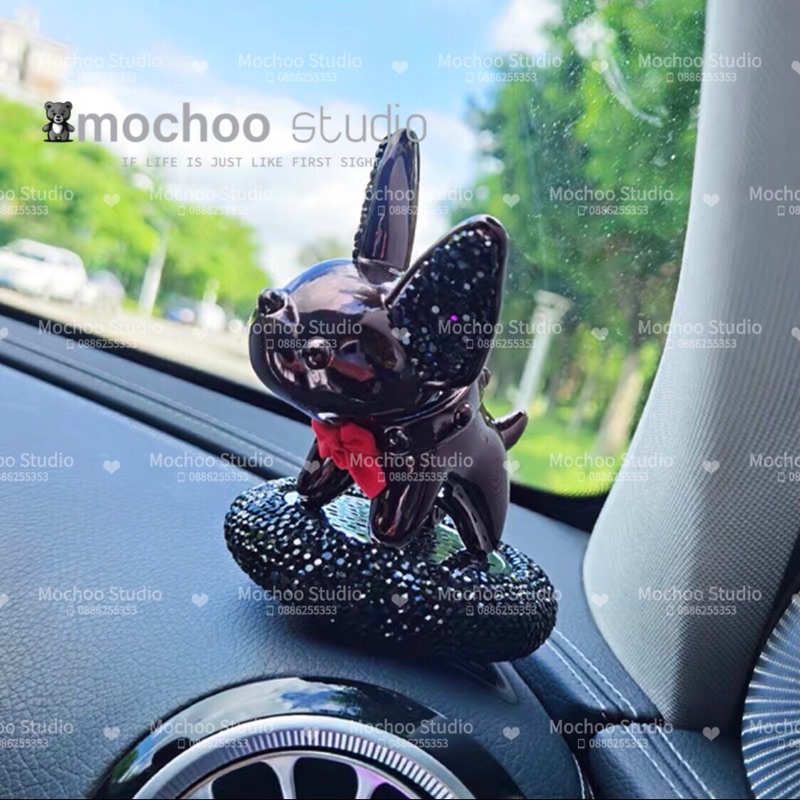 Chó Trang Trí Chó Bull Đính Đá Trang Trí Taplo Oto Nước Hoa Thơm Xe