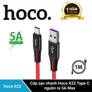 Cáp USB Type C Hoco X22 Sạc Nhanh 5A MAX dài 1m Dành Cho Điện Thoại SAMSUNG/XIAOMI/OPPO..