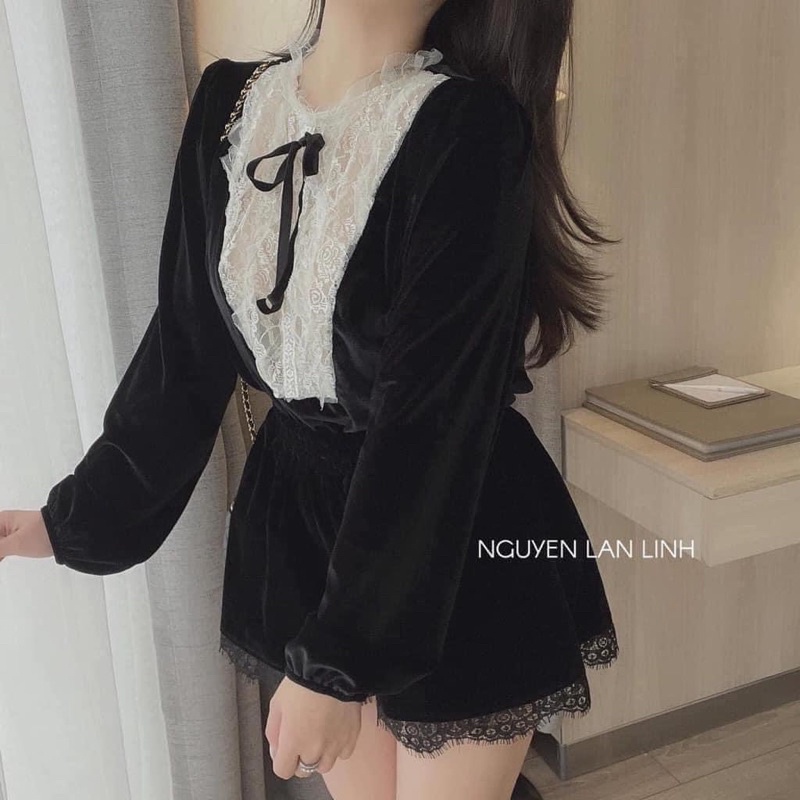 Mã 06- QUẦN SHORT NHUNG VIỀN REN