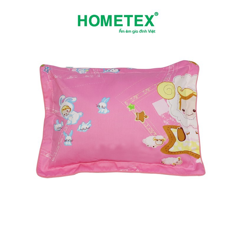 Gối nằm Hometex cho bé 100% cotton - viền bèo cotton hoa thoáng mát