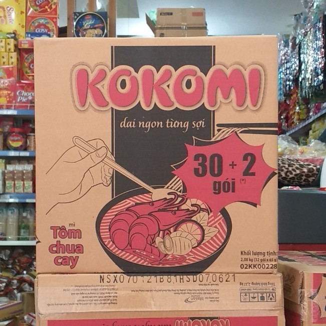 Thùng 30 gói x 65g Mì Tôm Kokomi Tôm chua cay