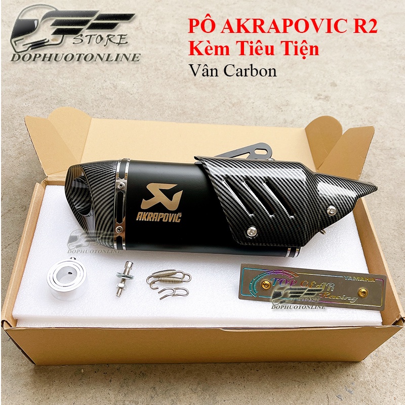 MẪU MỚI Pô Akrapovic R2 Mới 2022 Kèm Tiêu Tiện CNC