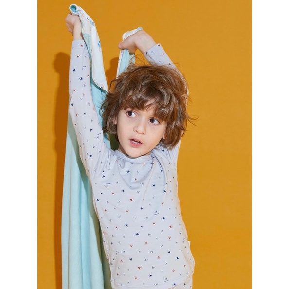 Bộ ngủ cotton dài tay mặc nhà hoạ tiết tam giác Moonya