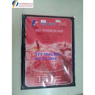 Tập 50 tờ giấy Couche in 2 mặt bóng A4 Kim Mai 200g