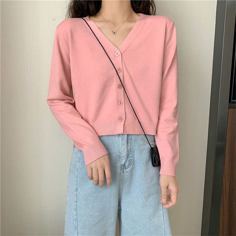 Áo Khoác Cardigan Dệt Kim Tay Dài Phong Cách Hàn Quốc