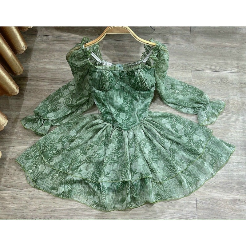 đầm voan tầng hoa in 3d siêu xinh