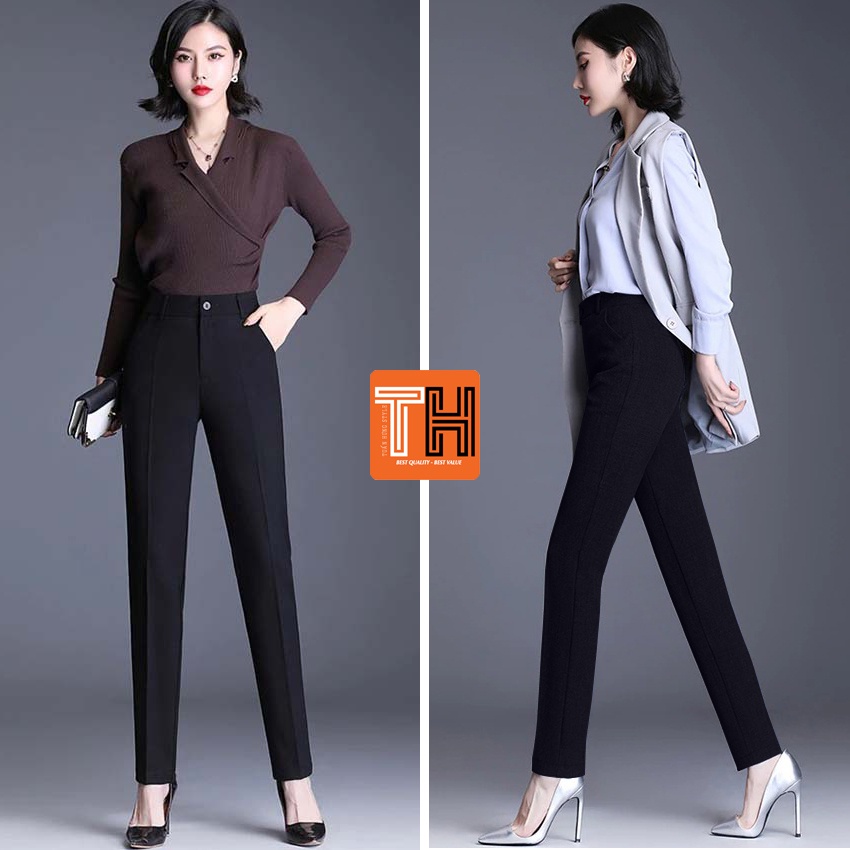 Quần tây công sở nữ kiểu mới ống đứng màu đen sang trọng thanh lịch