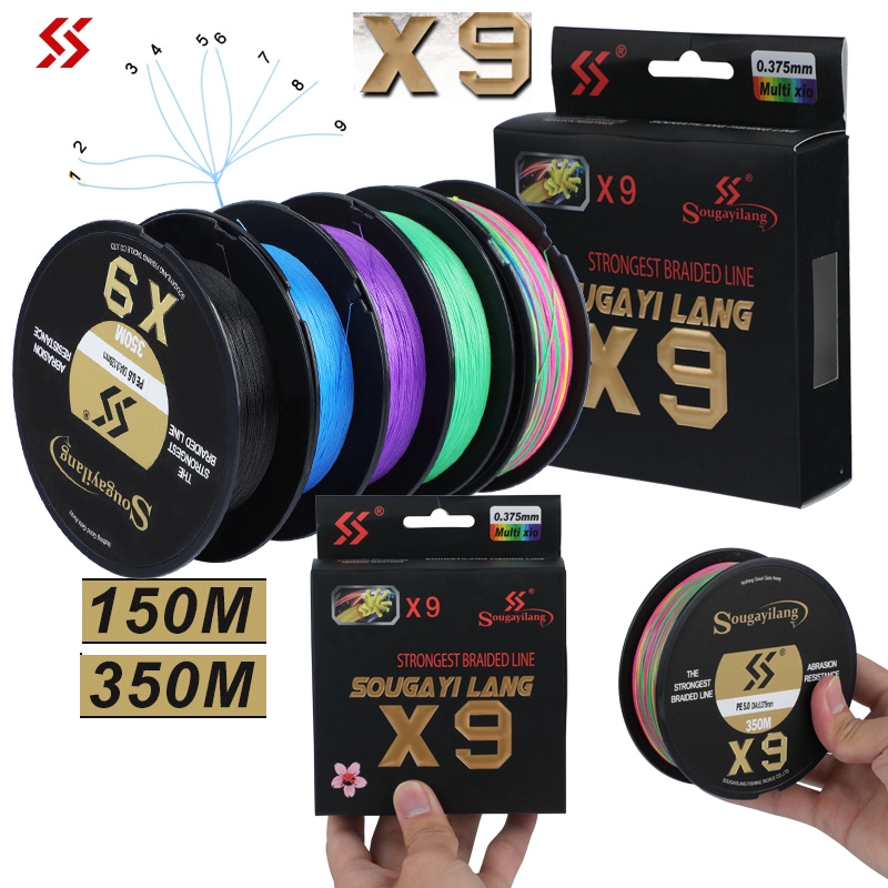 Sougayilang X9 Fishing Coil Braided 9 Strands PE Spiral Twisted Strong 17-170LB Length 150M