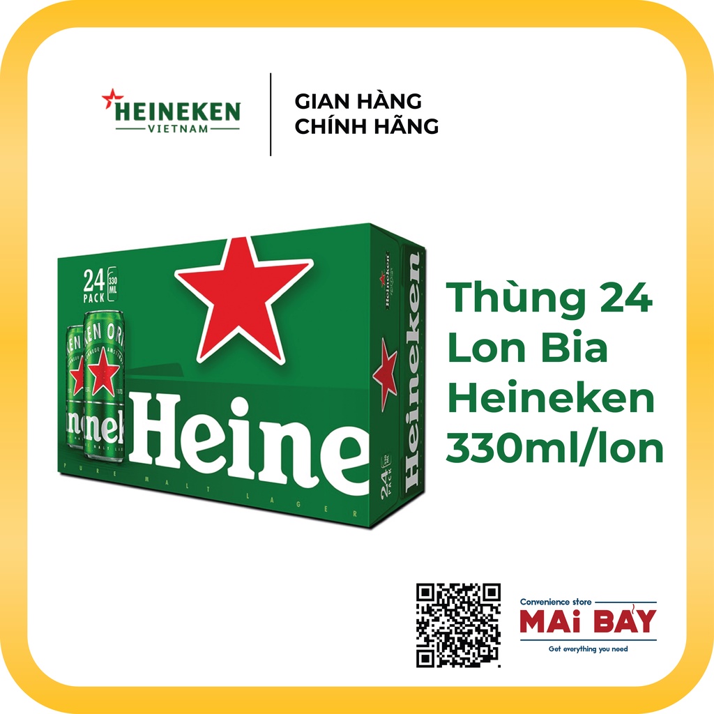 [GIAO NHANH 1H] Thùng 24 lon bia Heineken 330ml/lon