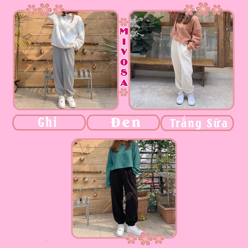 Quần jogger nữ tăm ống rộng bo gấu quần ống rộng nữ thể thao MIVOSA JG001 | WebRaoVat - webraovat.net.vn