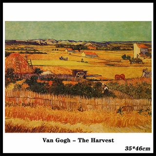 Tranh Treo Tường Trang Trí Nội Thất 35x46cm Hình Phong Cảnh Vangogh The Harvest