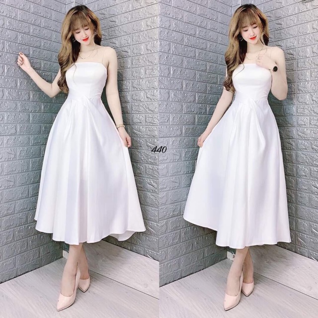 ( ẢNH VÀ VIDEO THẬT 10000% )  Đầm xoè chéo eo xếp ly 2 dây