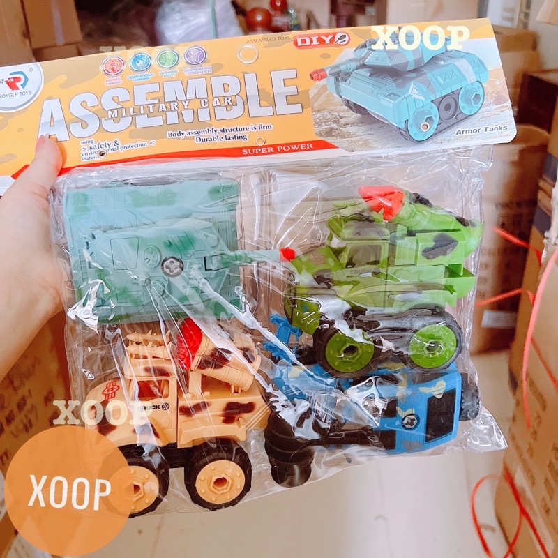 Đồ chơi ! Sét 4 xe tăng lắp ráp bản to 33x 33