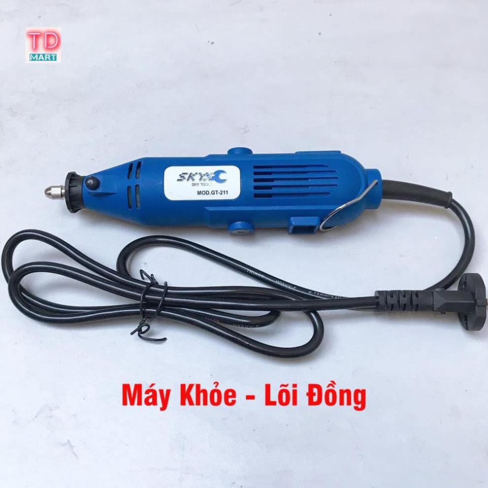 Bộ Máy Khoan Mài cắt Khắc mini Đa Năng SKY 360W Tặng 100 chi tiết (Xanh) Điều Chỉnh 6 tốc độ