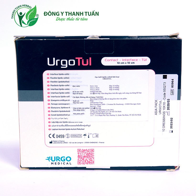 Gạc Mỡ Chống Dính Urgotul 10cmx10cm - Hộp 10 Miếng