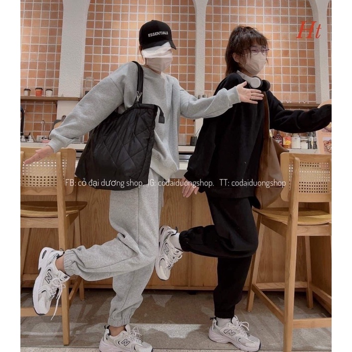 Bộ nỉ baisic cổ tròn trơn đa màu HT12