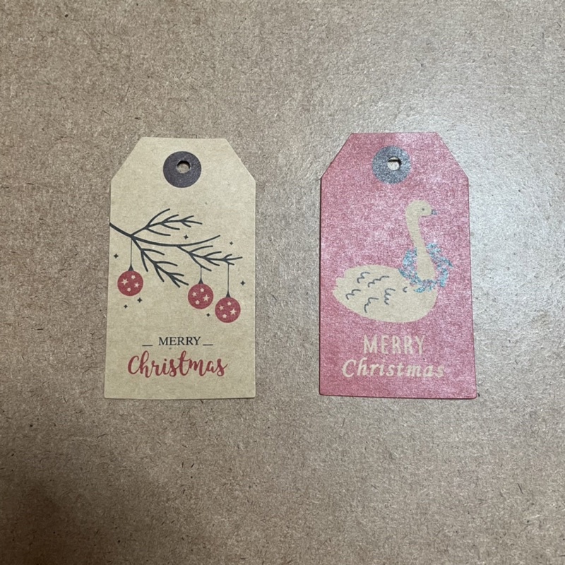50 tag giáng sinh, tag trang trí Noel chất liệu giấy Kraft kèm dây thừng