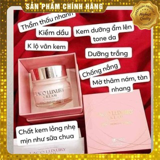 Kem Dưỡng Ẩm  💝FREESHIP💝 Laco Luxury Cream Dưỡng Da Trắng hồng mịn màng chống nắng giảm nám - Kem ngày Laco 30g