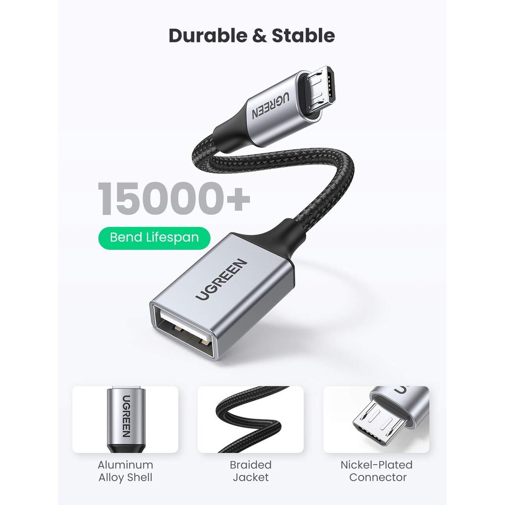 Cáp chuyển USB2.0 sang Micro USB 2.0 hỗ trợ OTG UGREEN 30895 - Hàng phân phối chính hãng - Bảo hành 18 tháng