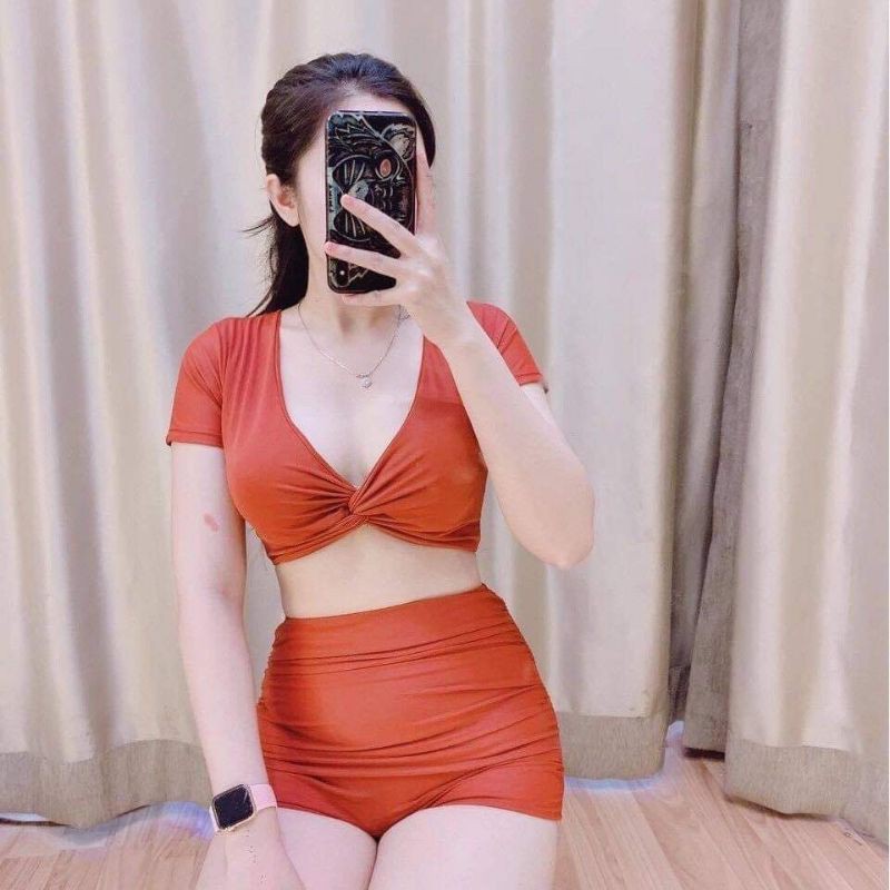 Bikini, Đồ Bơi Đi Biển Hai Mảnh Xoắn Ngực Nhiều Màu SN01