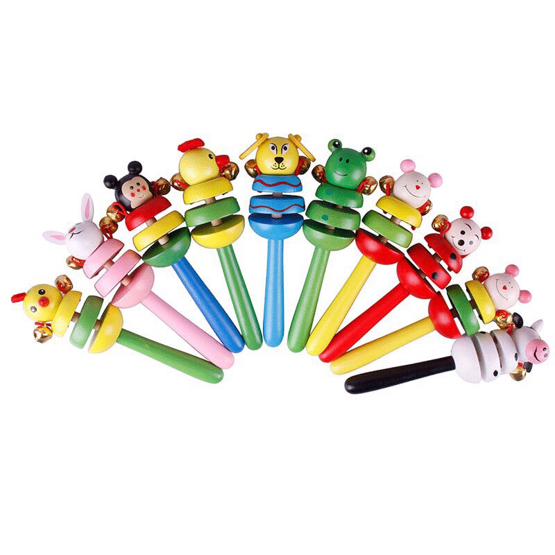 Lục lạc (Xúc xắc) gỗ hình thú có chuông - Đồ chơi gỗ - Smart Baby Toys