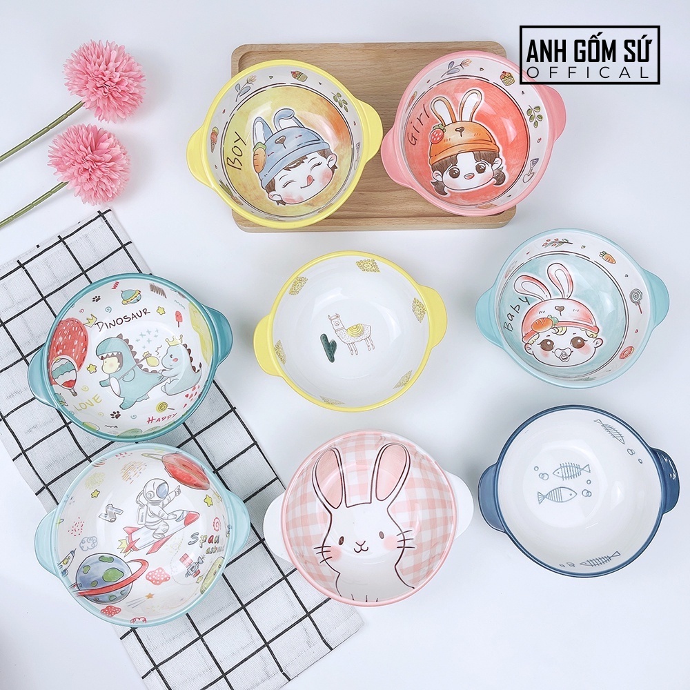 Bát ăn dặm cho bé có quai cầm, hình thú cực kỳ đáng yêu