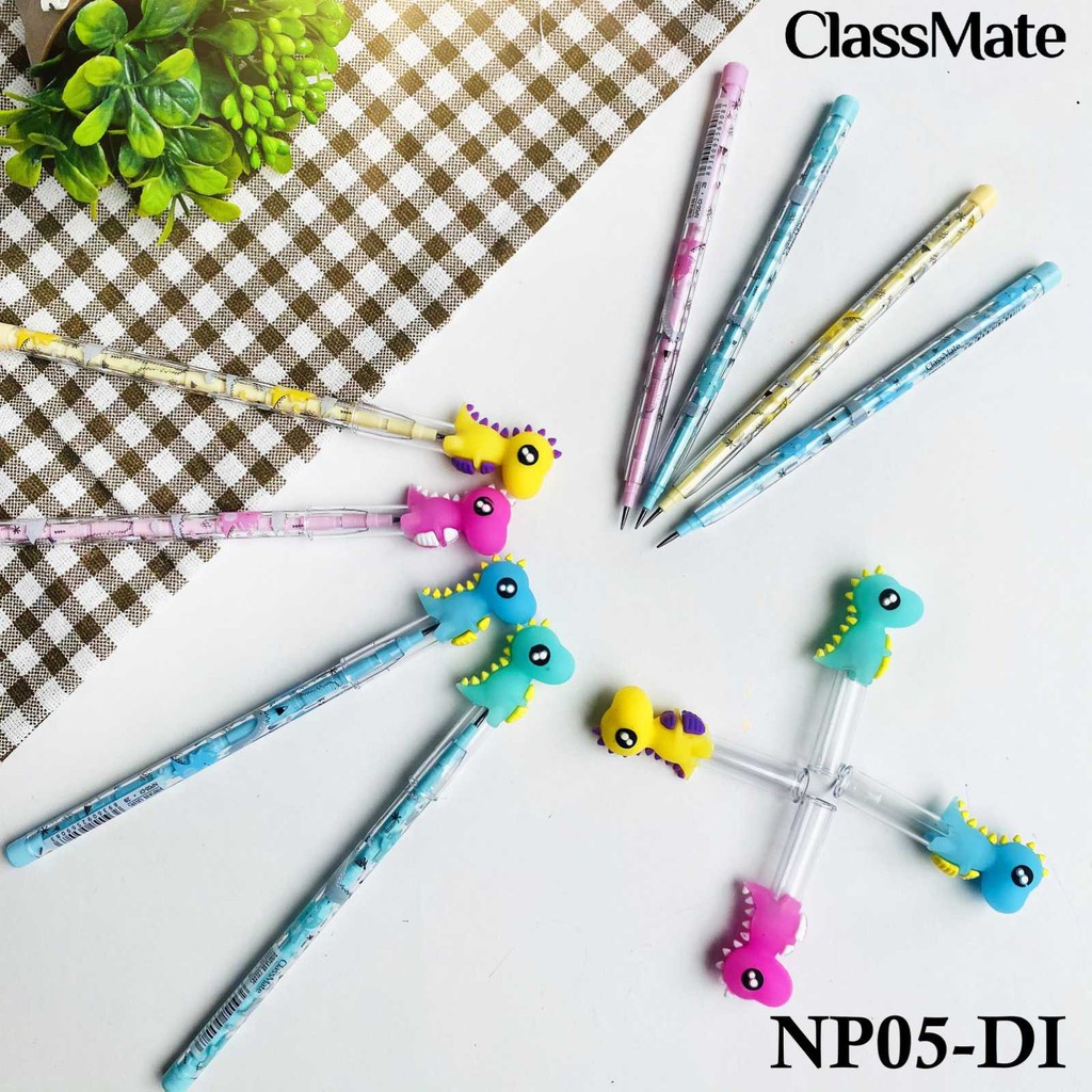 Bút chì khúc 2B hình khủng long DINOSAUR CLASSMATE-NP05DI, nét bút mịn, dùng cho bé luyện chữ viết -vpp Quế Anh
