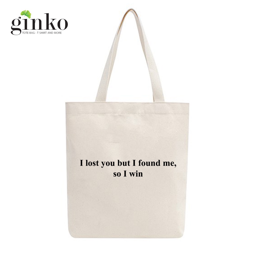 Túi Tote Vải Mộc GINKO Dây Kéo In Quote (nhiều mẫu)