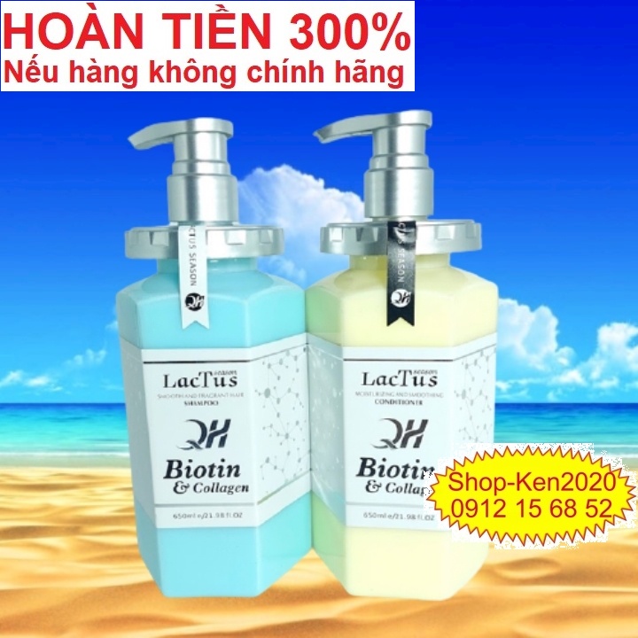 Cặp dầu gội xả QH Lactus Season Biotin Collagen 650ml x2 giảm rụng tóc, ngăn gàu, dưỡng ẩm