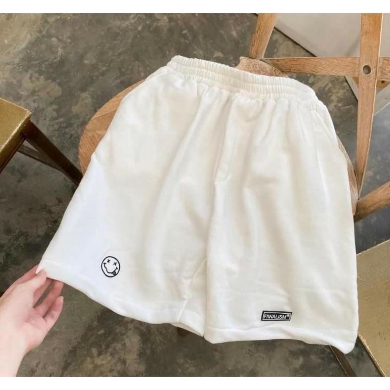 Quần Đùi Cạp Chun In Chữ Mặt Cười🦋 Quần Short Unisex Chất Cotton 2 Màu 🦋 | BigBuy360 - bigbuy360.vn
