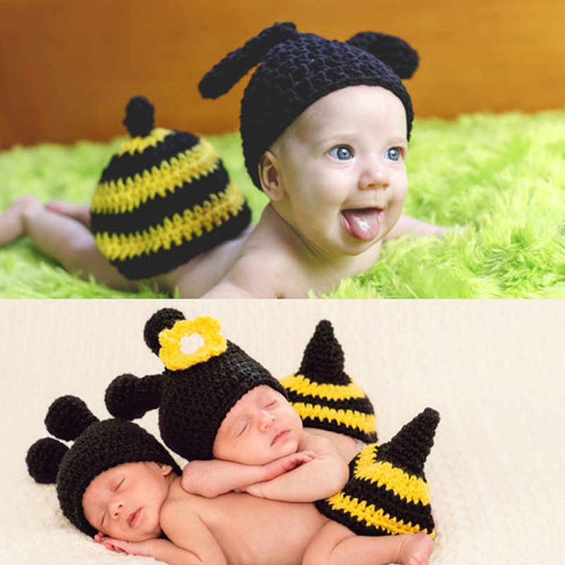 Set mũ và quần đan len mềm mại cho bé chụp ảnh