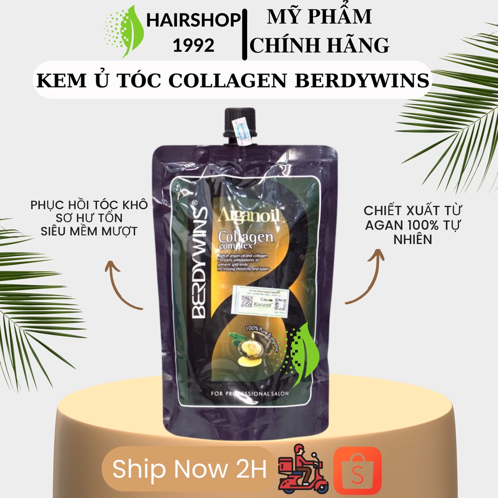 Kem Ủ Tóc Collagen BERDYWINS 500ML Phục Hồi Tái Sinh Tóc Hư Tổn Siêu Mềm Mượt Hương Nước Hoa Chính Hãng | HAIRSHOP_1992