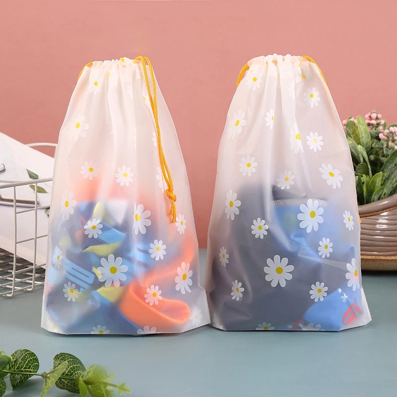 1 Túi Dây Rút Đựng Mỹ Phẩm / Đồ Lót / Khăn Tắm Chống Thấm Nước Họa Tiết Hoa Cúc Nhỏ