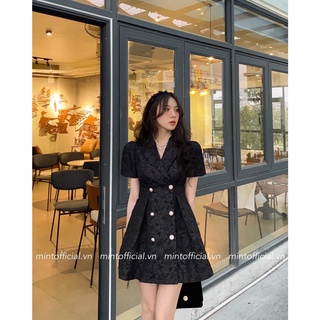 Váy xốp cổ đức xếp ly eo