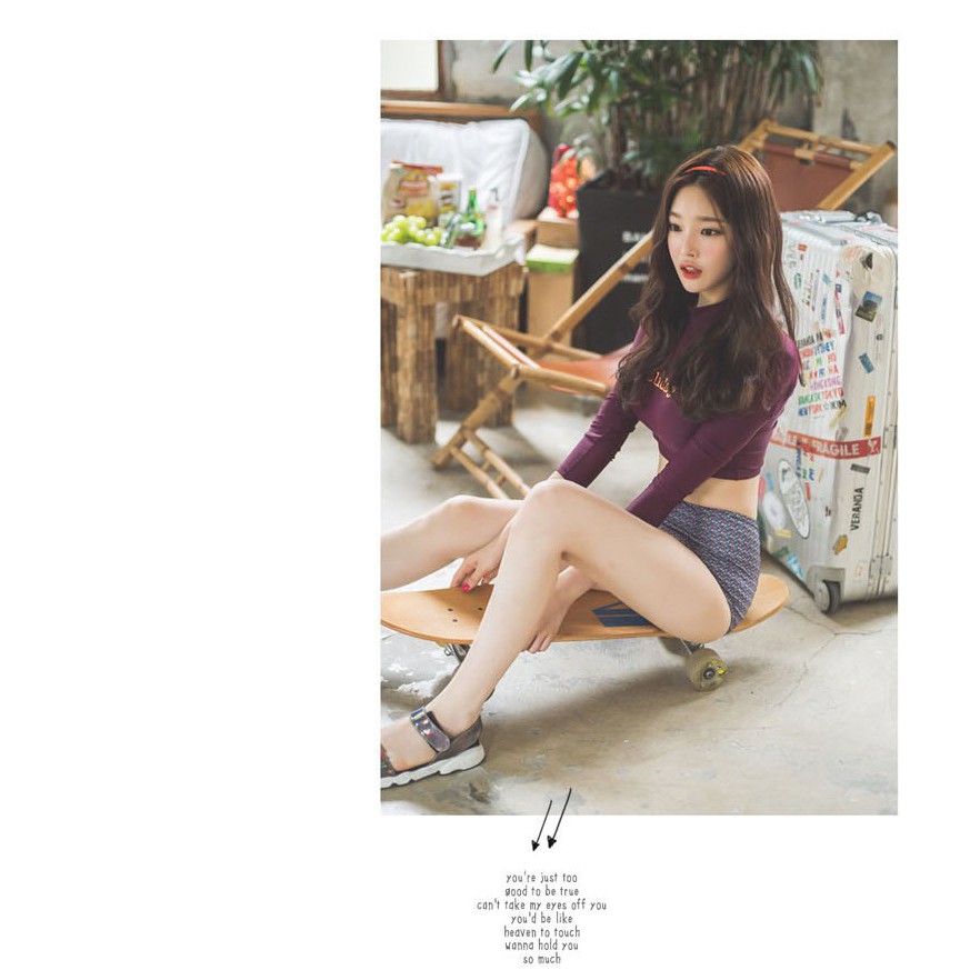 Bộ bơi croptop dài tay dành cho nữ đi biển mã L16
