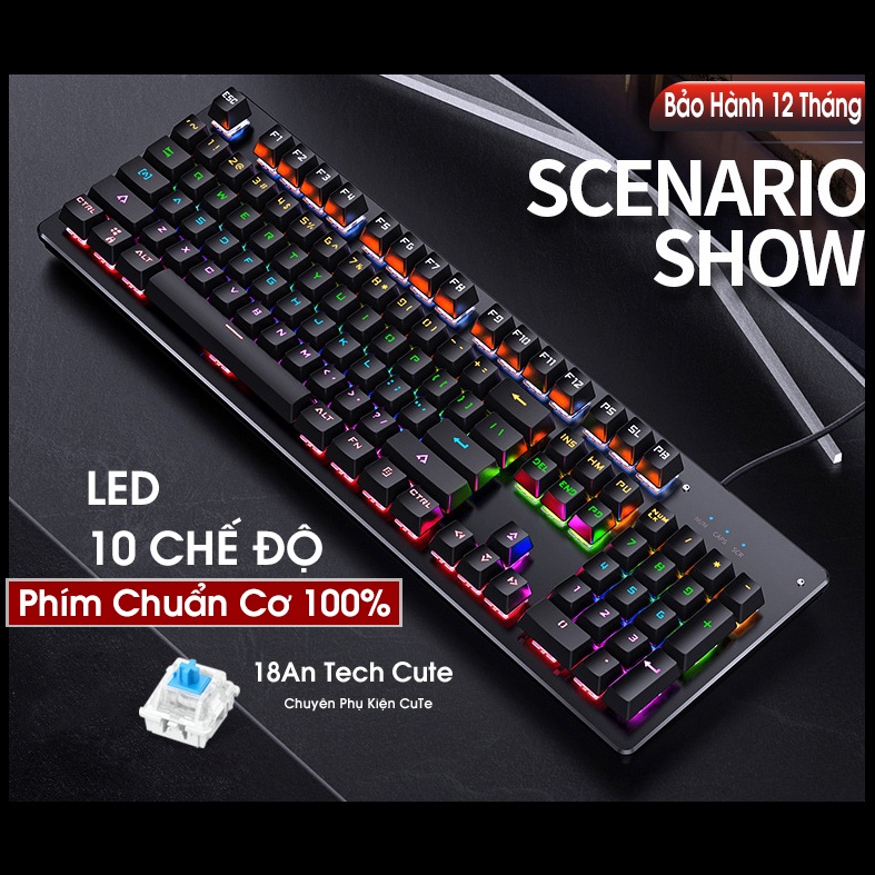 Bàn Phím Cơ, Bàn Phím Máy Tính Chơi Game H650 Có 10 Chế Độ Led RGB Khác Nhau Chiến Mọi Cuộc Game Trên Máy Tính PC