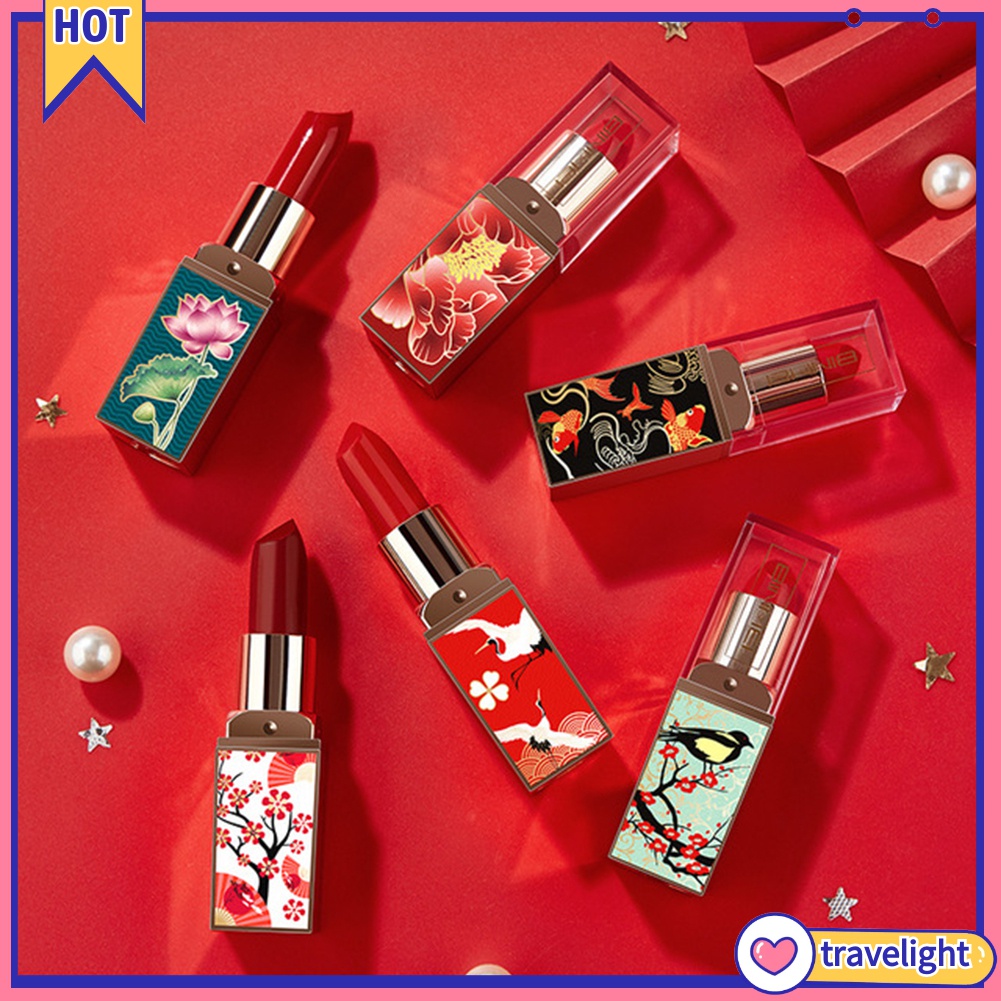 (Travelight) Set 6 son môi màu lâu trôi dưỡng ẩm phong cách Trung Hoa