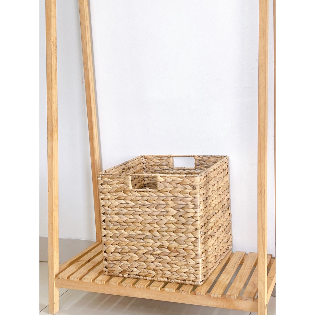 Giỏ lục bình vuông nhiều kiểu đan trang trí decor nhà cửa phong cách vintage