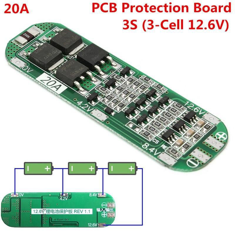 Mạch 3S 12.6V - 20A mạch sạc đầy tự ngắt và bảo vệ pin Li-ion 18650.