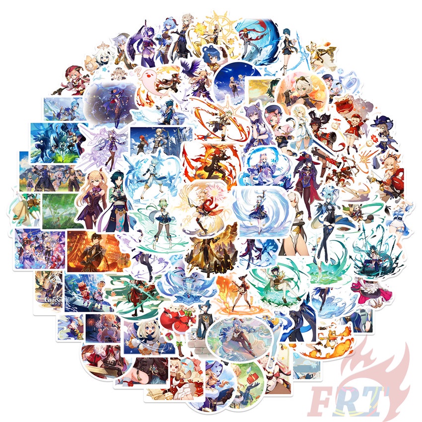 100Pcs/Set ❉ Genshin Impact Series D Stickers ❉ Cartoon Games DIY Fashion Mixed Waterproof Doodle Decals Stickers