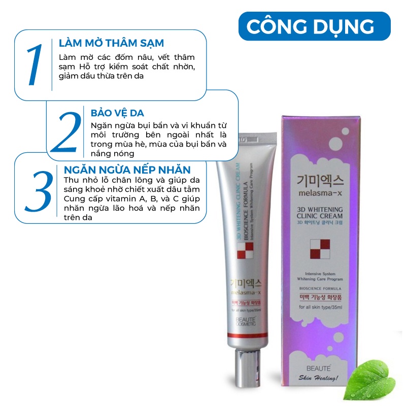 Kem Trắng Da  Mờ Thâm Nám Tàn Nhang MELASMA-X 3D WHITENING CLINIC Hàn QUốc 35ml