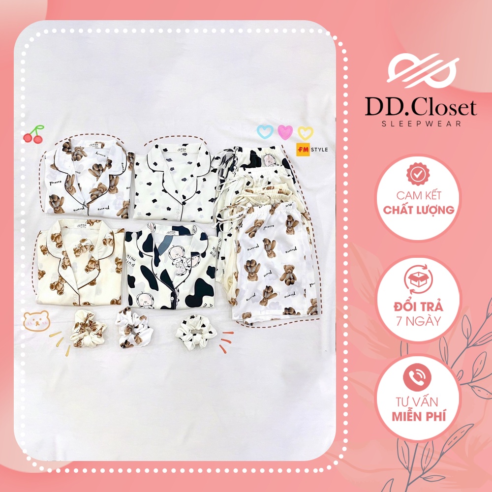 Bộ đồ ngủ pijama nữ cộc tay quần đùi vải Kate Thái mềm mịn nhiều màu nhiều họa tiết đáng yêu - CD0014