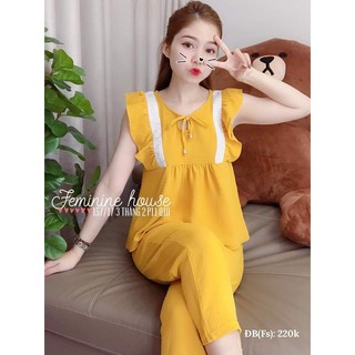 Sét bộ lửng tay bèo viền mặc nhà siêu yêu