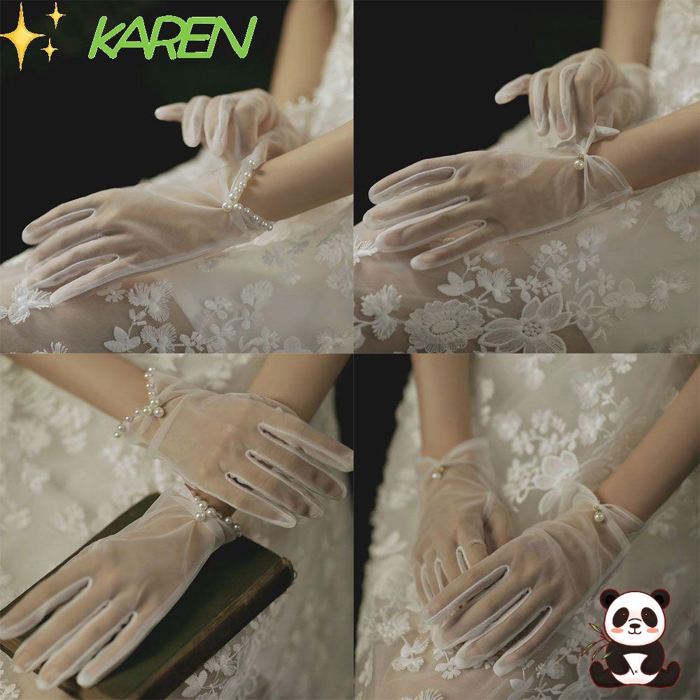 KAREN 1 Pair Vintage Wedding Bridal Gloves Party Cosplay Accessories Cycling Driving Mittens Lace Gloves Party Dress New Fashion Clothing Accessories Evening Prom Decor Bridal Gown Mittens