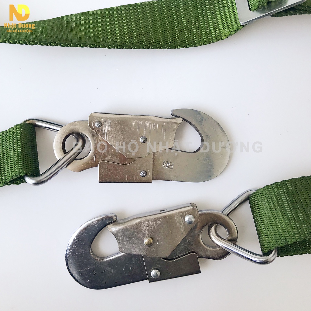 Dây đai an toàn lao động 2 móc thép không gỉ D02, Dây bảo hộ lao động điện lực tiêu chuẩn TCVN 2291-78