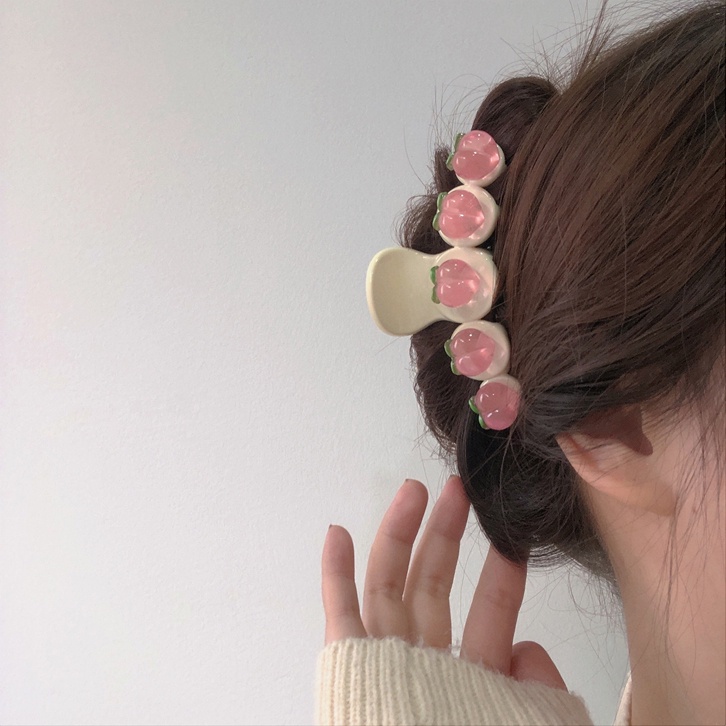 Kẹp Tóc Đính Nơ Hồng/Quả Đào Ngọt Ngào Thời Trang