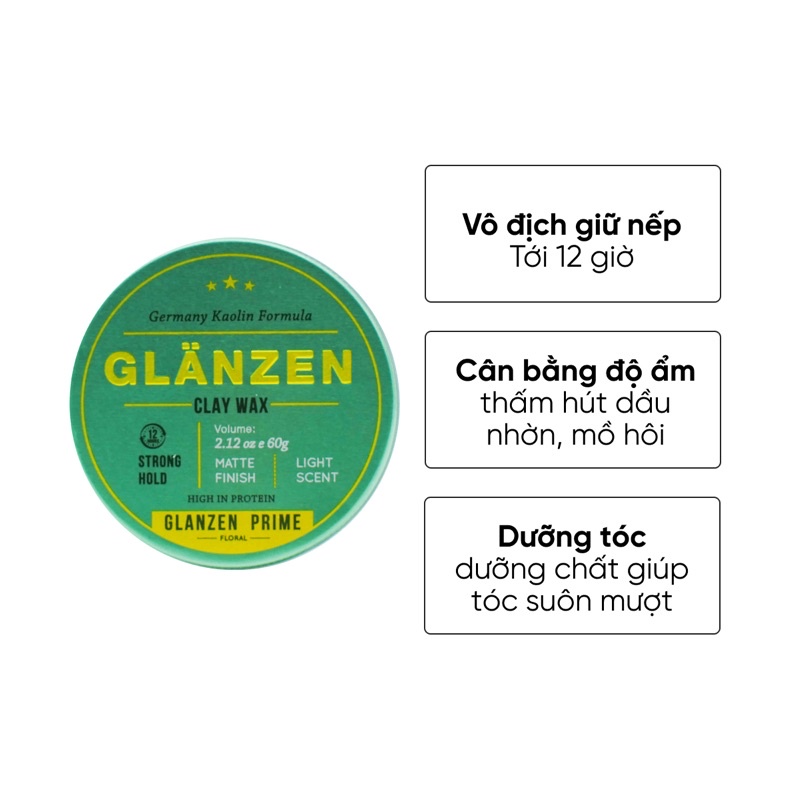 Sáp Vuốt Tóc Cao Cấp Glanzen Prime - Floral Phiên Bản Đặc Biệt Hương Hoa 60g