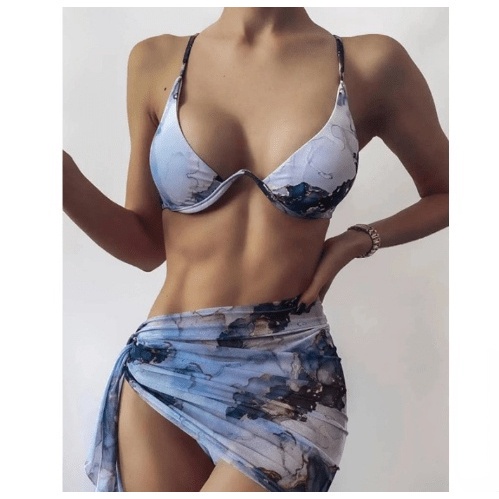 Bộ đồ bơi ba mảnh họa tiết da báo quyến rũ cho nữ